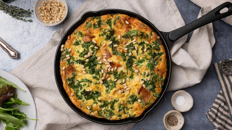 sweet potato kale frittata in pan