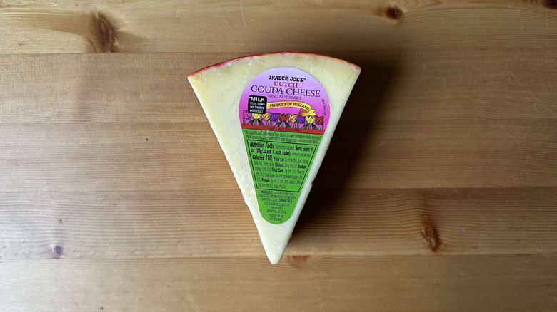 Trader Joe's Dutch Gouda Cheese on wooden table