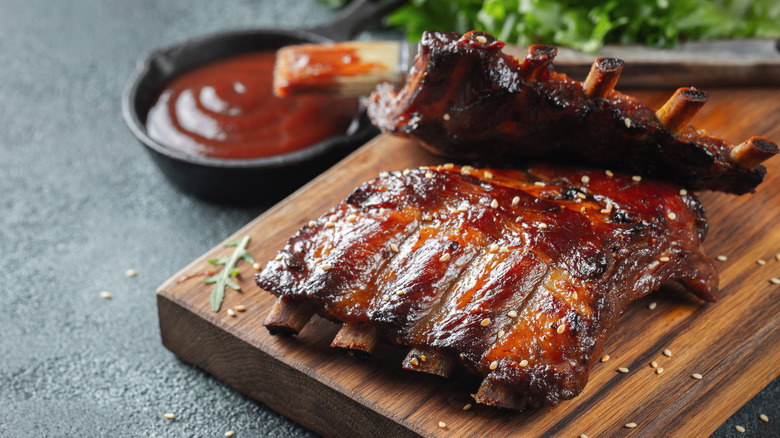 pork ribs marinated in a glaze 