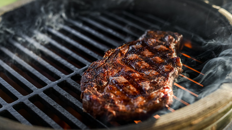 steak charred on grill