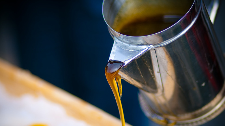 maple syrup being poured