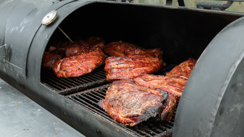 thick meat in bbq smoker