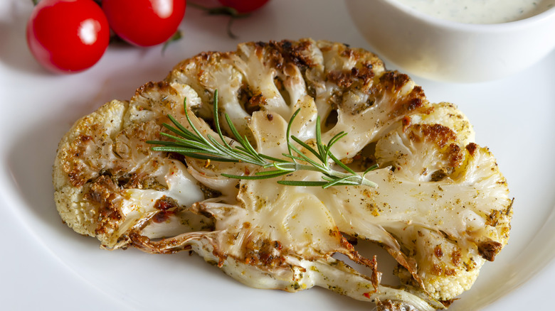 cauliflower steak on plate