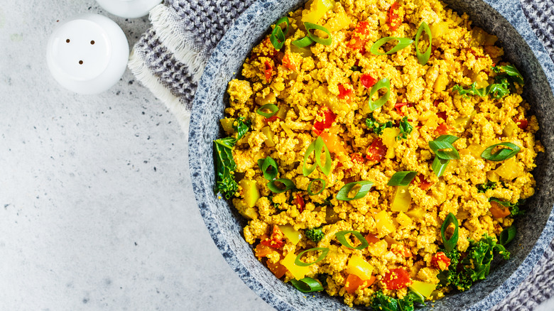 Aerial shot tofu scramble