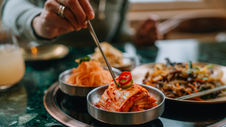 Metal plates of banchan