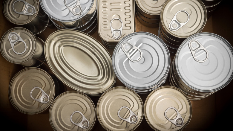 Assortment of aluminum food cans