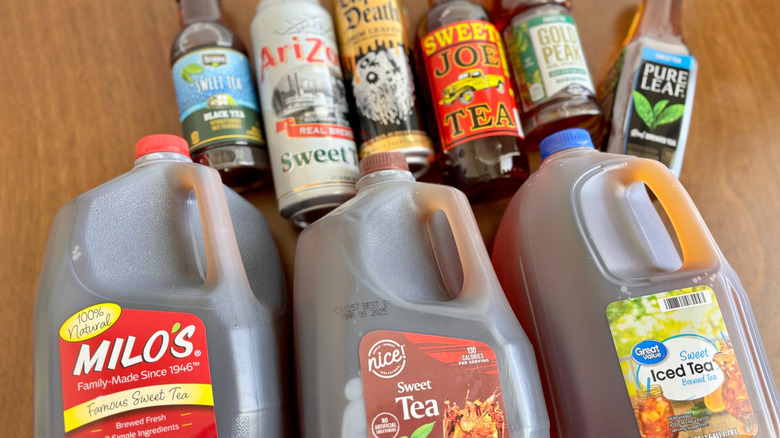 various sweet teas on table