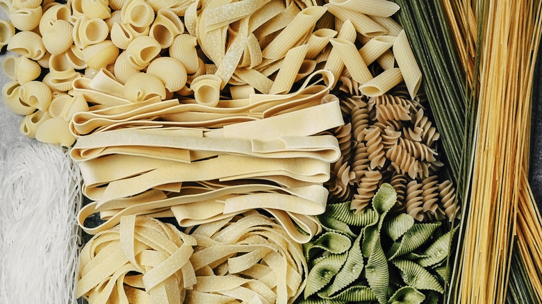 Variety of fresh and dry pasta