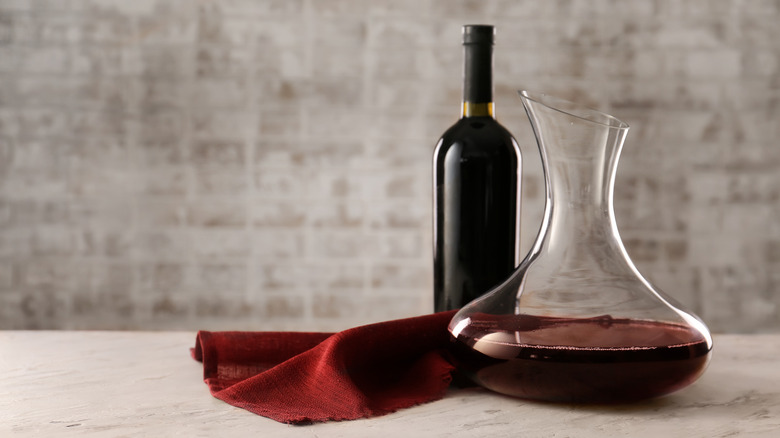 bottle of wine and decanter