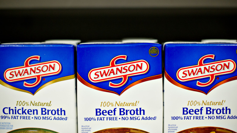 Swanson chicken and beef broth cartons