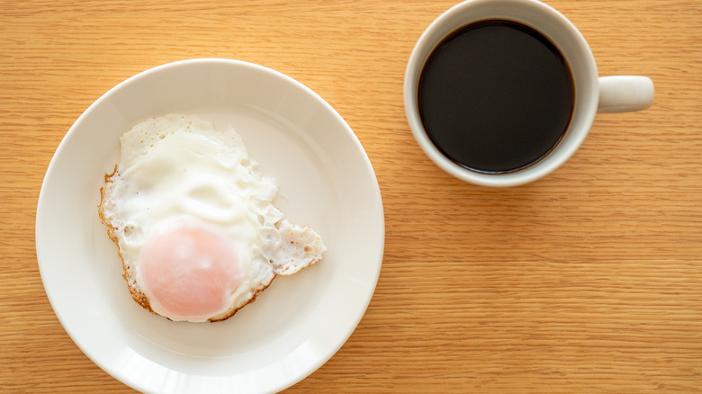 fried egg with coffee