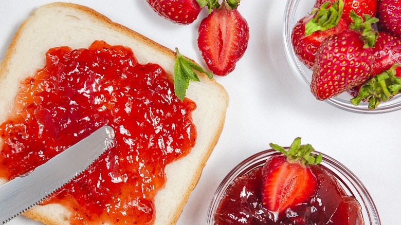 Strawberry spread on toast