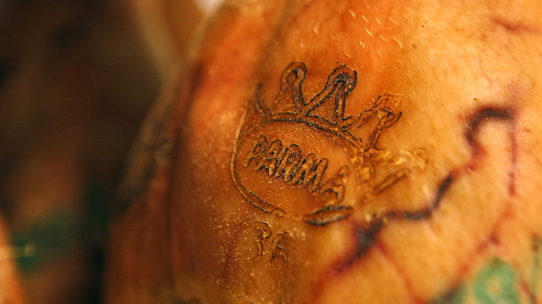 Parma stamp on prosciutto