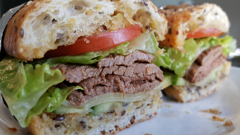 kangaroo burger cut in half