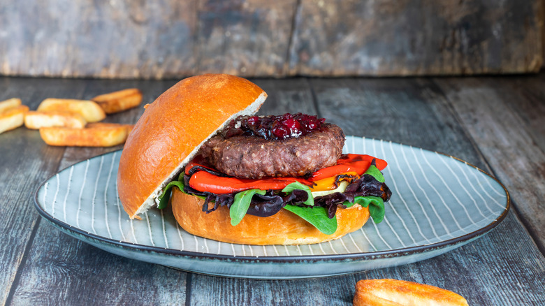 open venison meat burger