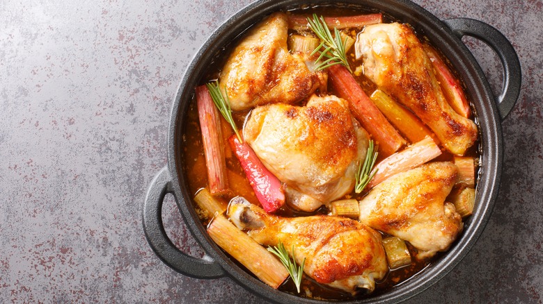 chicken and vegetables in pan