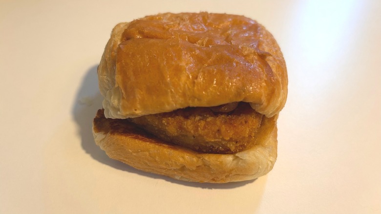 Wendy's Maple Bacon Chicken Croissant on white table