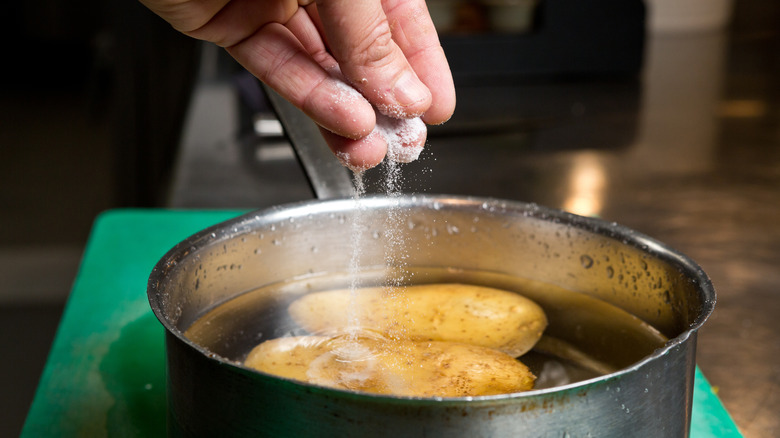whole potatoes soaking in brine