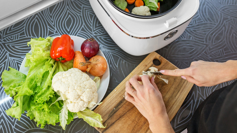 prepping veggies for instant pot