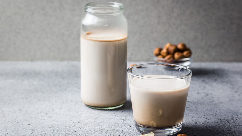 hazelnut flavored creamer in glass jar