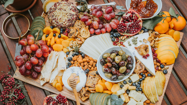 artisanal cheese on cheese board