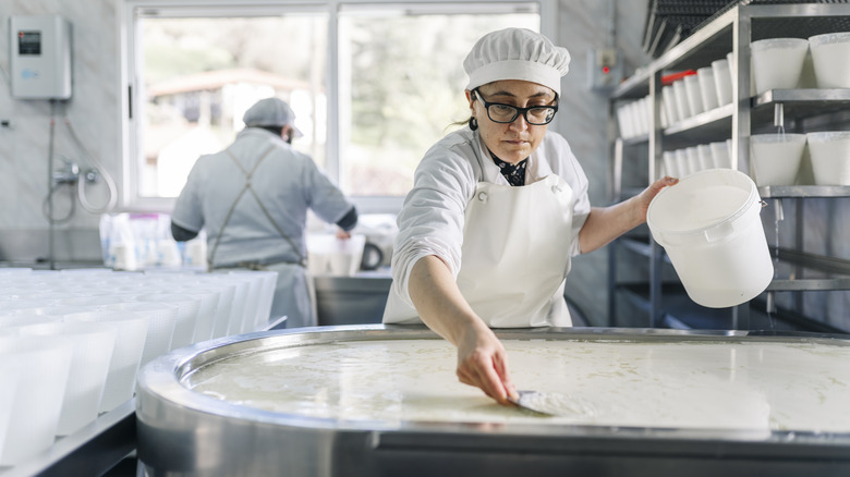 woman making cheese