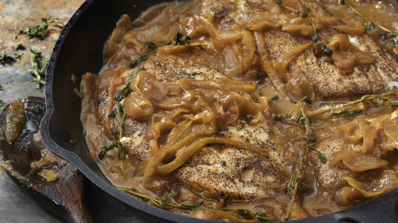 caramelized onions on chicken