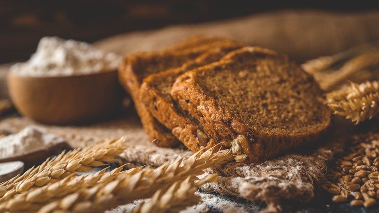 rye bread on a cutting board