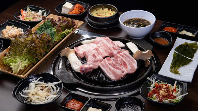 a korean barbecue meal