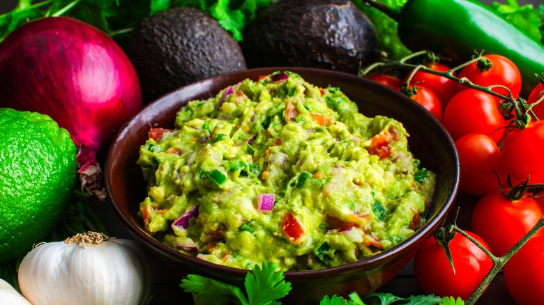 Guacamole with ingredients