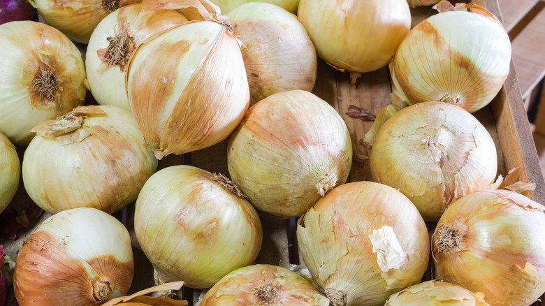 vidalia onions in wood crate