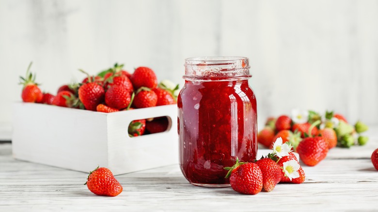 strawberry jam and strawberries