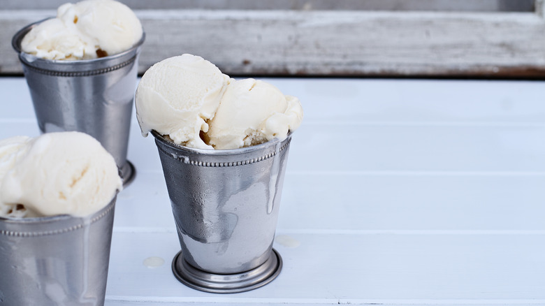 cold metal cups ice cream