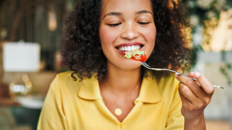 Person eating food