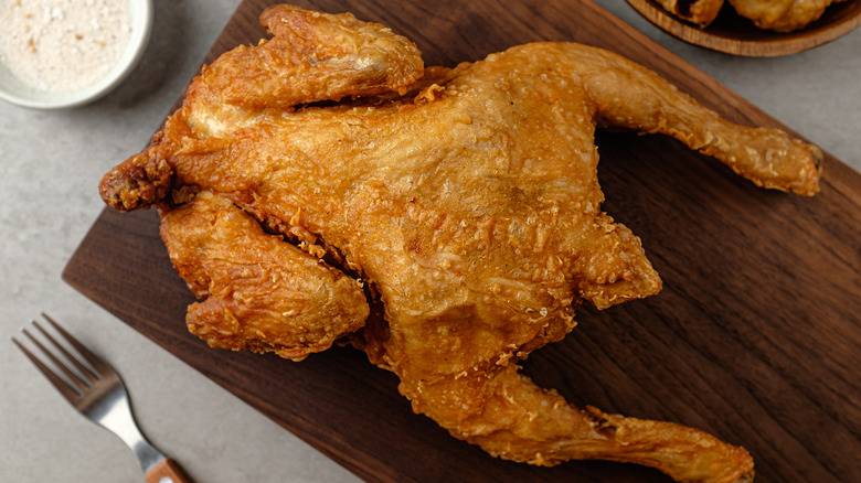 Deep fried whole chicken