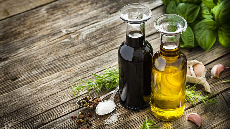 Balsamic vinegar and olive oil 