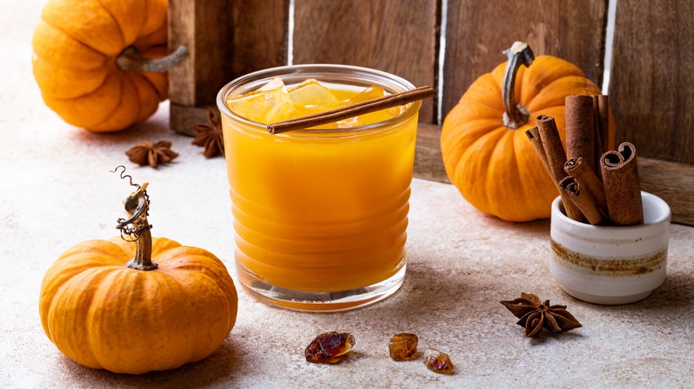 cocktail with pumpkins and spices