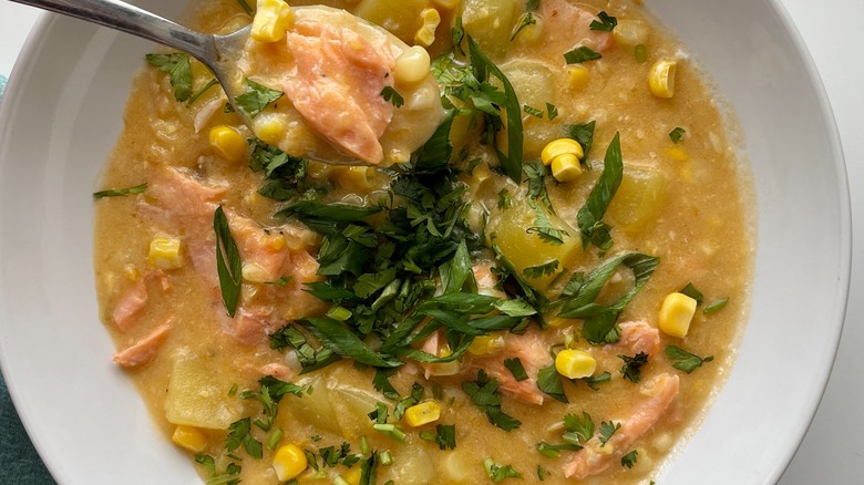 salmon and corn chowder