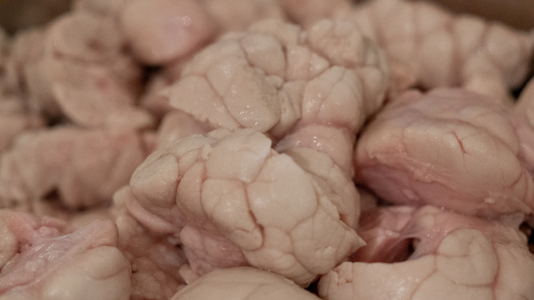 Pile of blanched sweetbreads