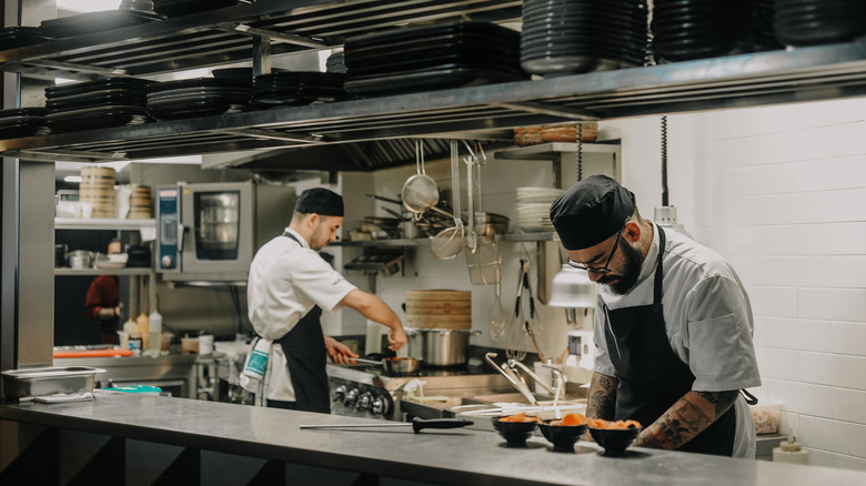 restaurant workers in kitchen