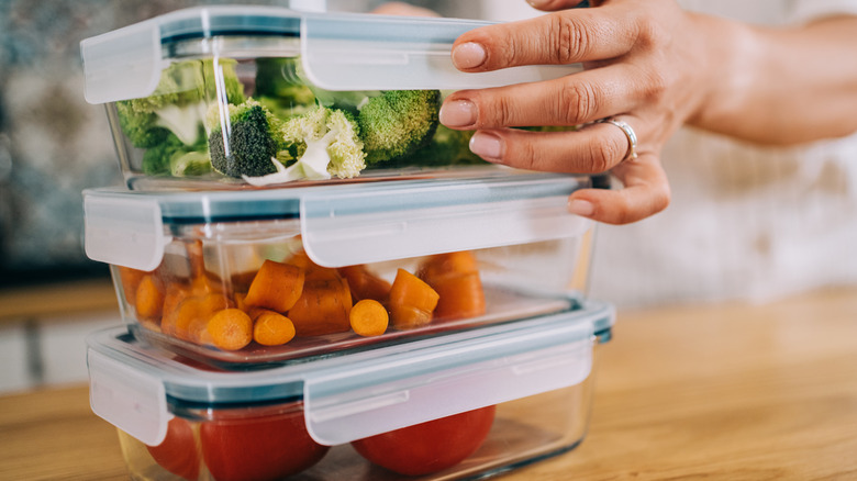 vegetables in storage containers