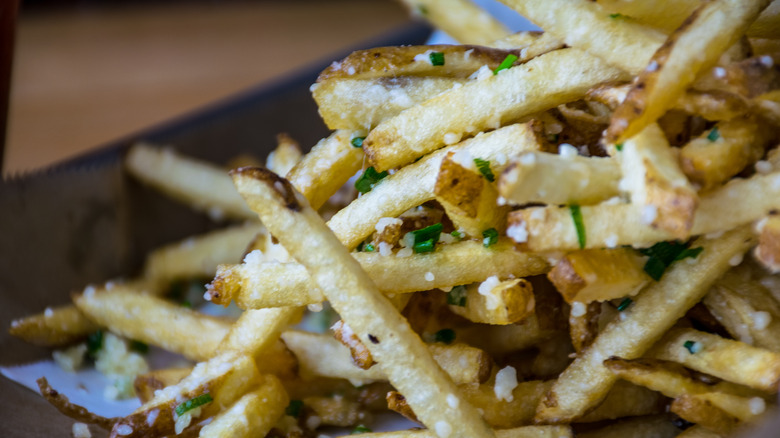 Close up of truffle fries 