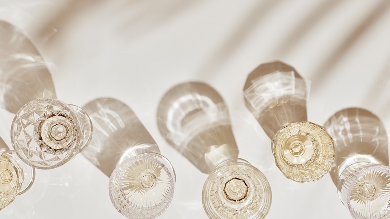 white wine glasses with shadows