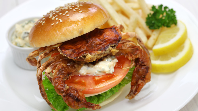 Fried soft-shell crab sandwich