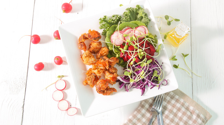 Soft-shell crab and salad