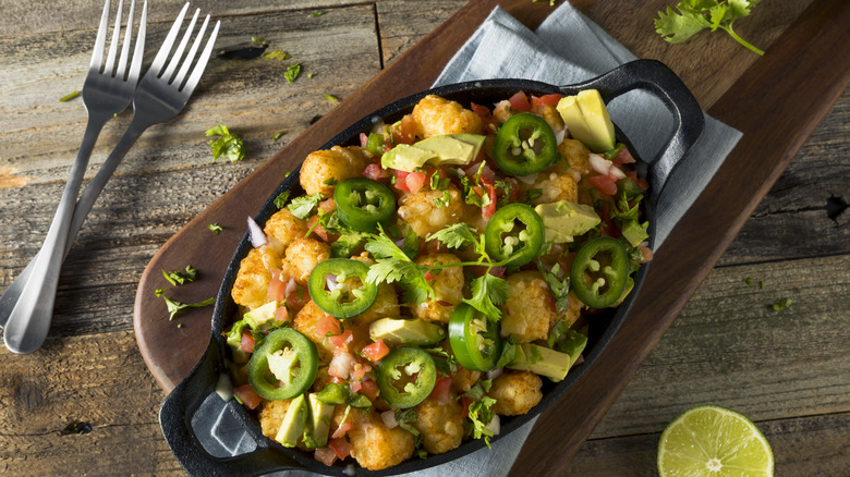 Tater tots with jalapenos and herbs 