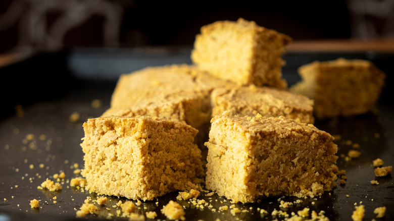 Slices of crumbly cornbread