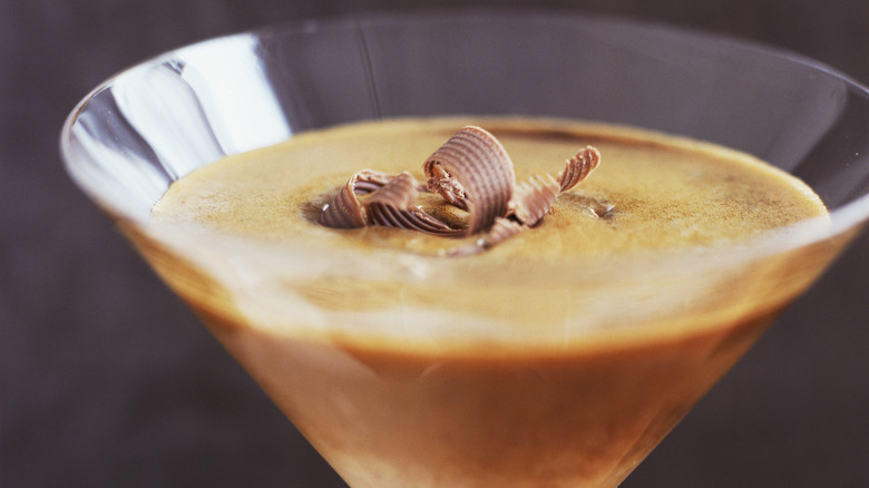 Close-up of a liquid bourbon ball cocktail