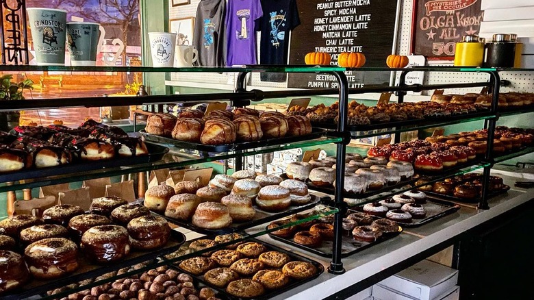 donut display in shop