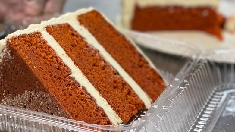 slice of orange velvet cake 